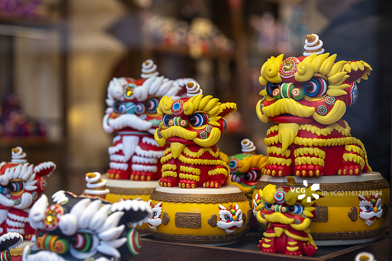 中国舞狮模型玩偶手办特写图片素材