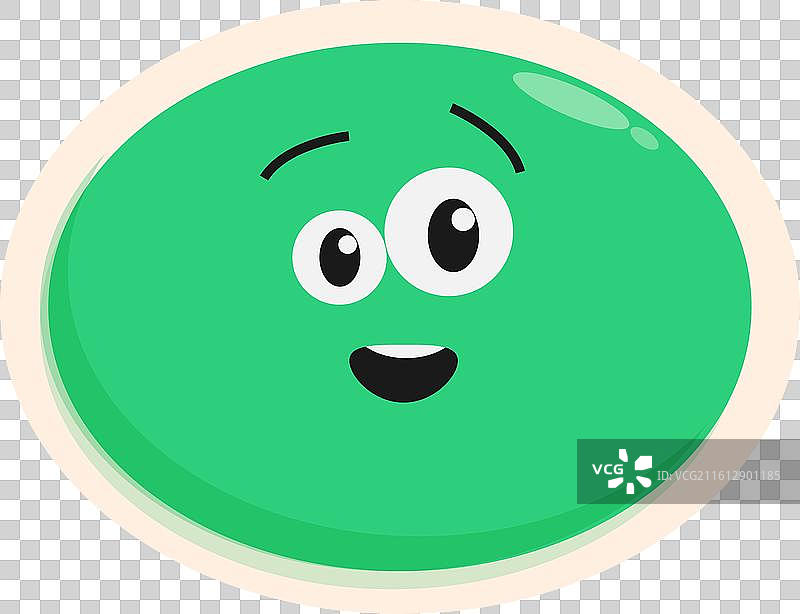 绿色卡通椭圆形角色正在微笑图片素材