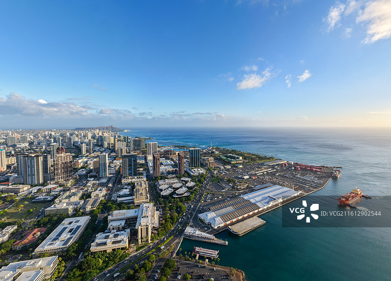 美国夏威夷城市航拍全景图片素材