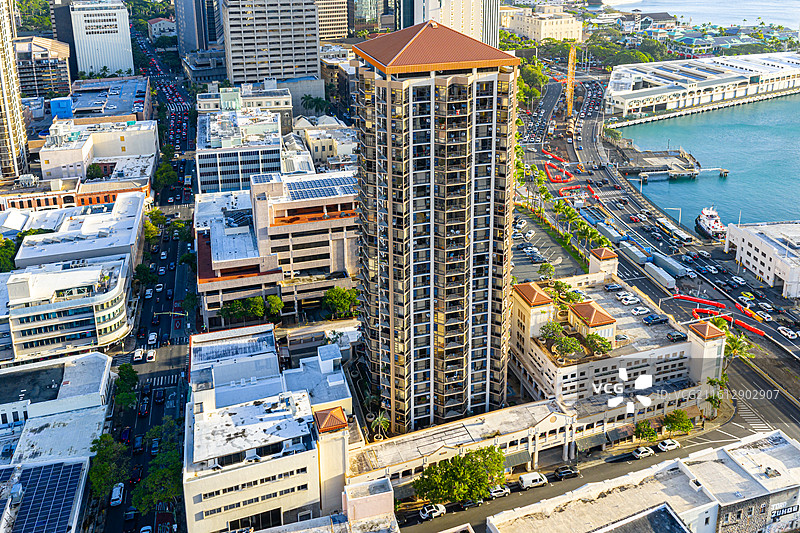 美国夏威夷城市航拍全景图片素材