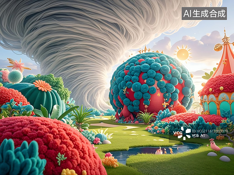 【AI数字艺术】奇幻彩虹世界风暴奇景图片素材