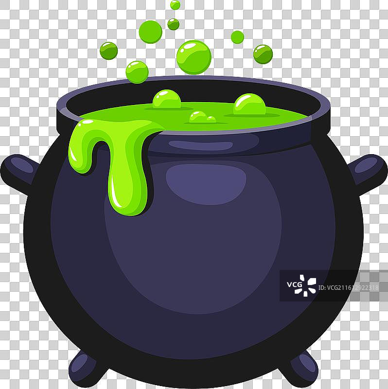 卡通万圣节女巫坩埚表情符号魔法锅图片素材