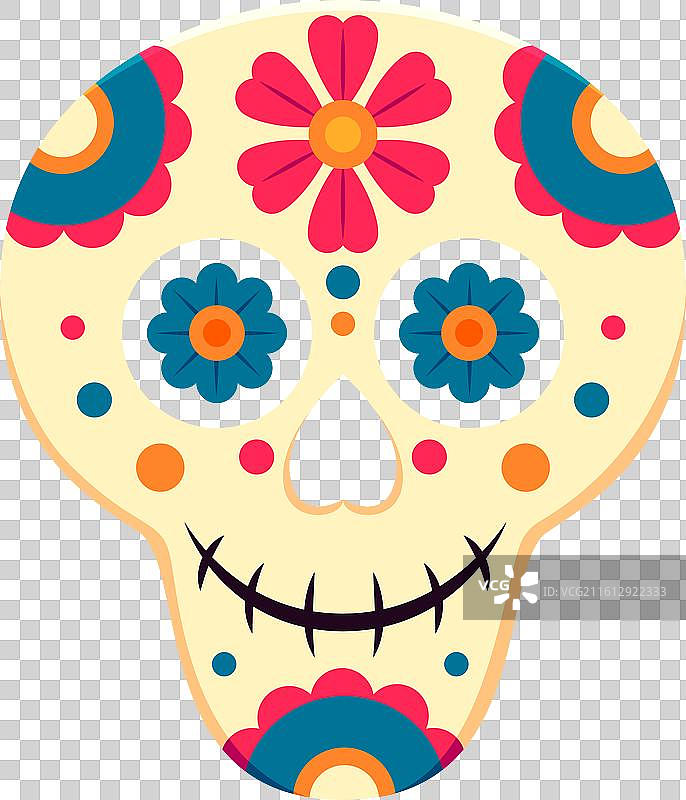 墨西哥亡灵节华丽的糖骷髅头图片素材
