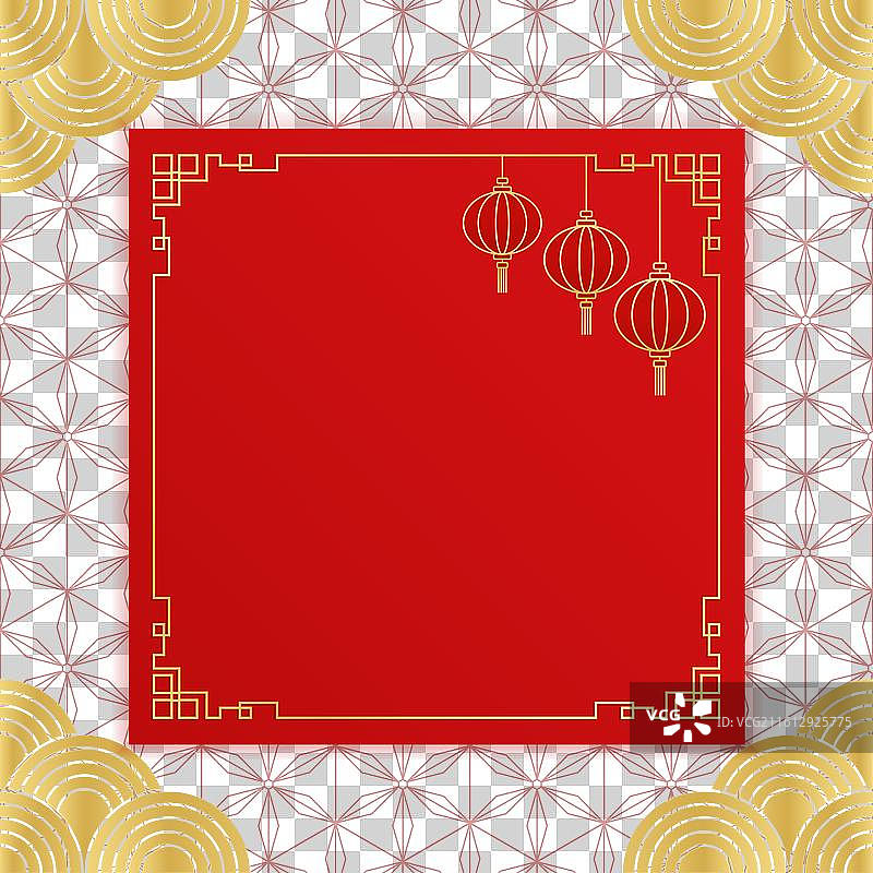 欢乐中国新年金色灯笼红色图片素材