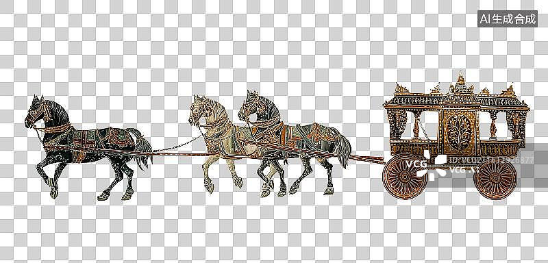 【AI数字艺术】免扣元素皮影戏道具马车图片素材