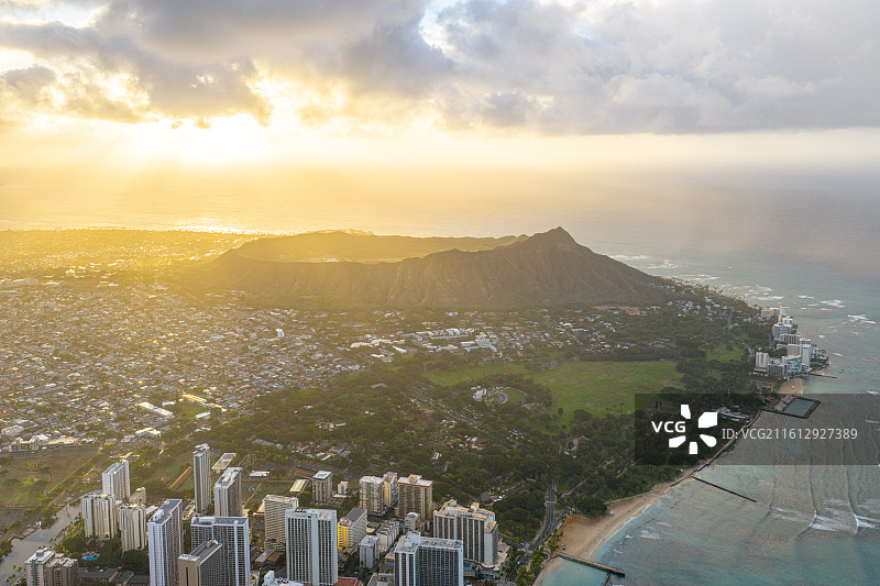 美国夏威夷城市航拍全景图片素材