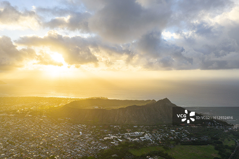 美国夏威夷城市航拍全景图片素材