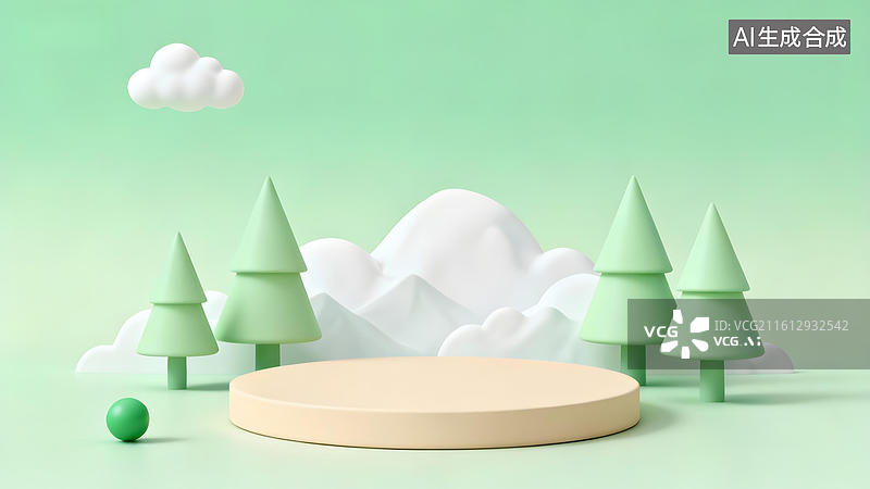 【AI数字艺术】简约风格自然场景展示台图片素材