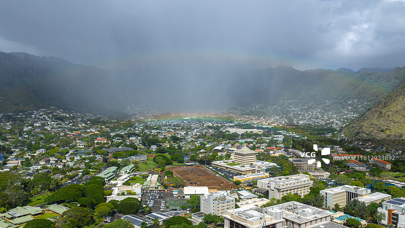 美国夏威夷城市航拍全景图片素材
