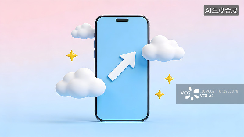 【AI数字艺术】手机云端箭头梦幻背景图片素材