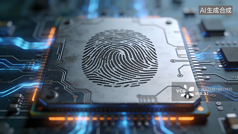 【AI数字艺术】指纹识别芯片特写图片素材
