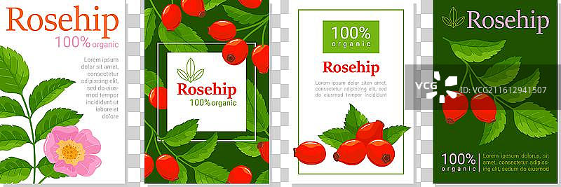 有机玫瑰果广告海报，配有花朵图片素材