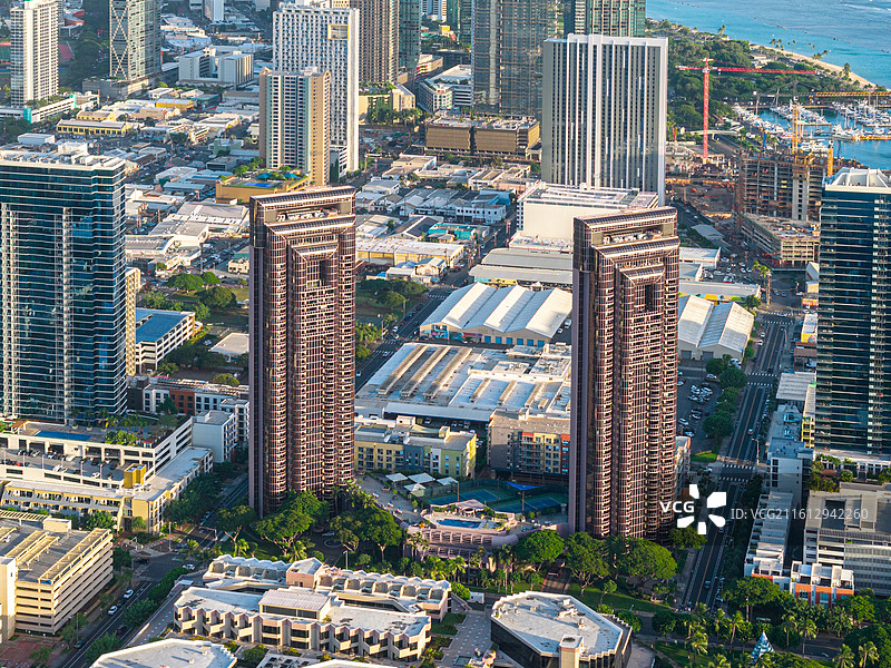 美国夏威夷城市航拍全景图片素材