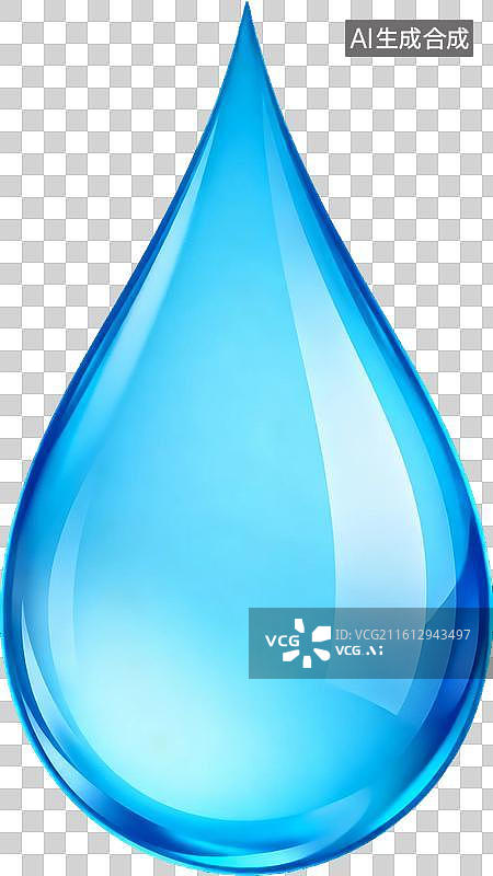 【AI数字艺术】蓝色水滴的透明光泽特写图片素材