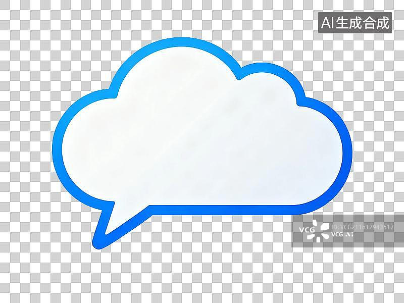 【AI数字艺术】蓝色边框云朵对话气泡图标图片素材