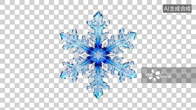 【AI数字艺术】蓝色雪花晶体特写图片图片素材
