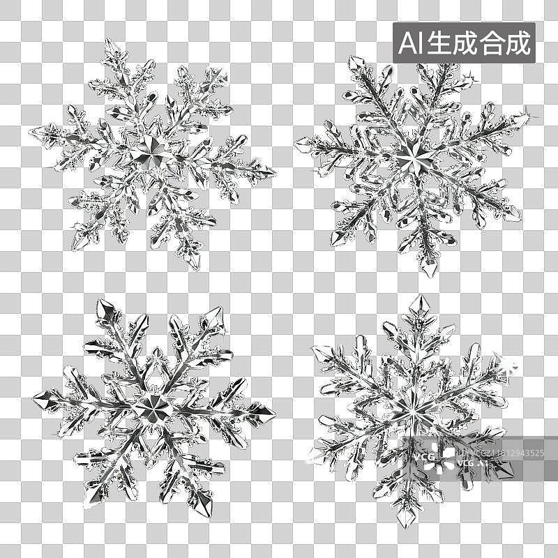 【AI数字艺术】四款精致雪花图案设计图片素材