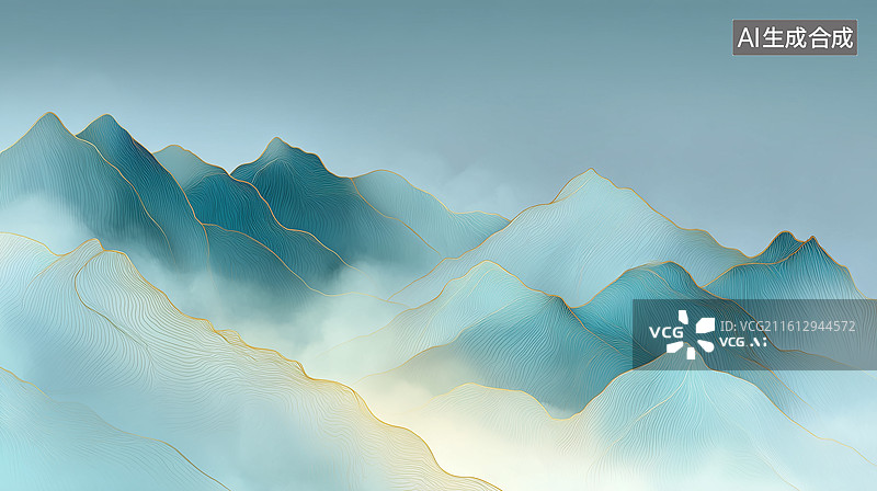 【AI数字艺术】梦幻抽象山峦图片素材