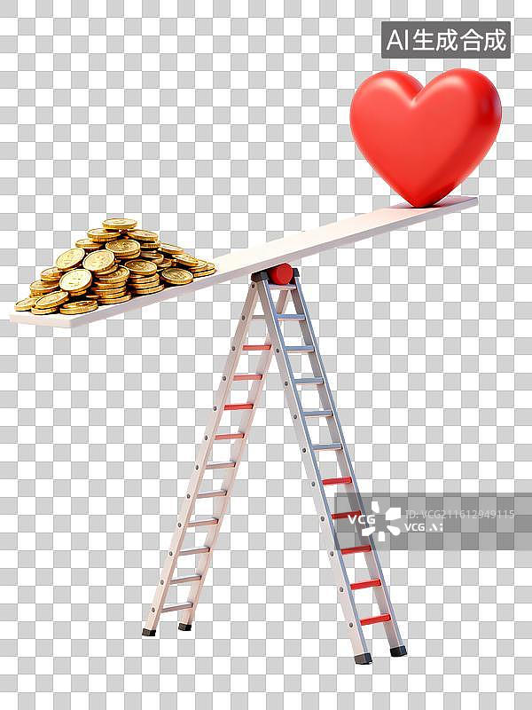 【AI数字艺术】爱情与金钱的平衡之道 情人节主题创意插画图片素材