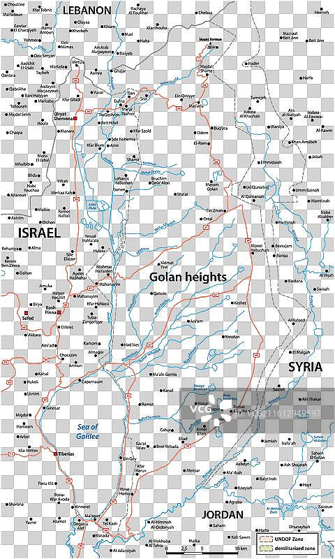 以色列占领下的戈兰高地地图图片素材