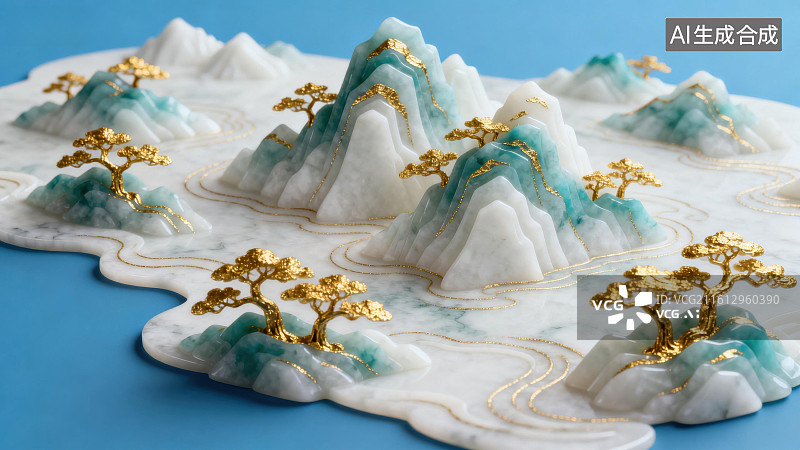 【AI数字艺术】山水微景观艺术摆件图片素材