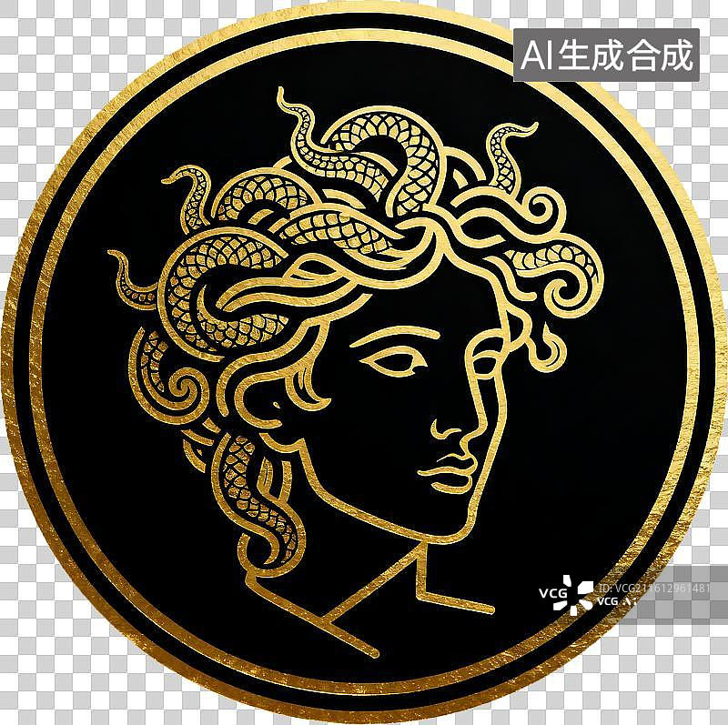 【AI数字艺术】黑金神秘高奢品牌美杜莎头像图片素材