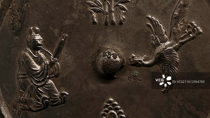 王子乔吹笙引凤葵式铜镜 唐代 中国国家博物馆藏图片素材