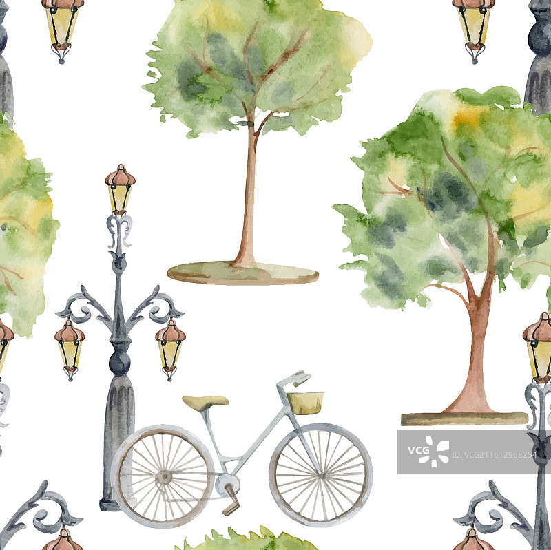 古老的欧洲城市街道，配有灯柱图片素材