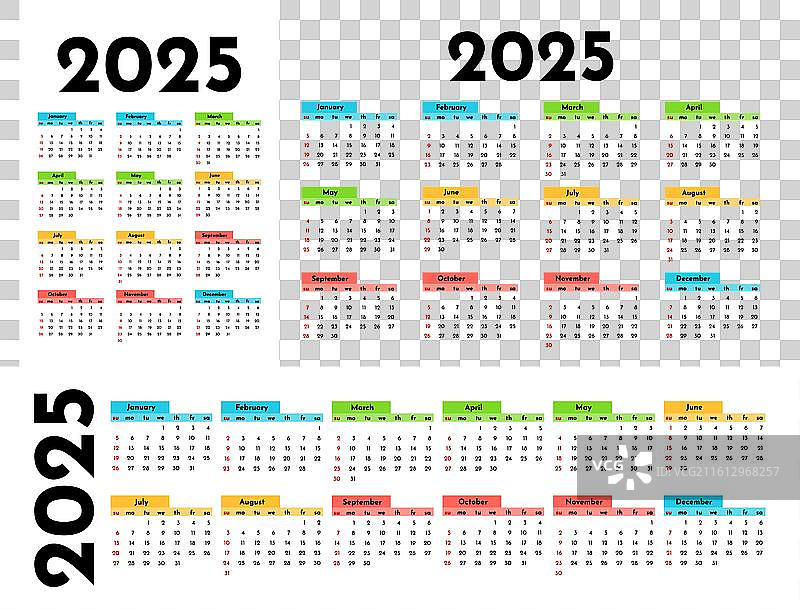 2025日历，孤立在白色背景上图片素材