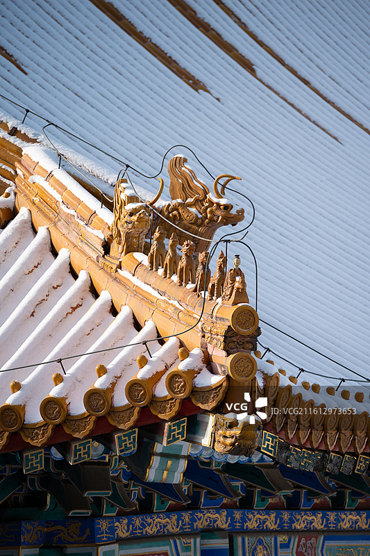 雪后故宫屋脊兽图片素材