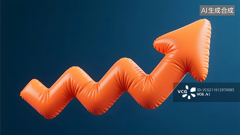 【AI数字艺术】浮动的气球质感箭头展示利率螺旋上升图片素材