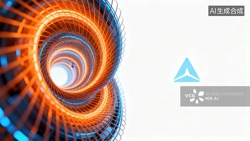 【AI数字艺术】发光螺旋隧道抽象图案图片素材