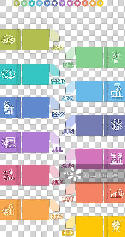 年历 12个月 1年时间线图片素材