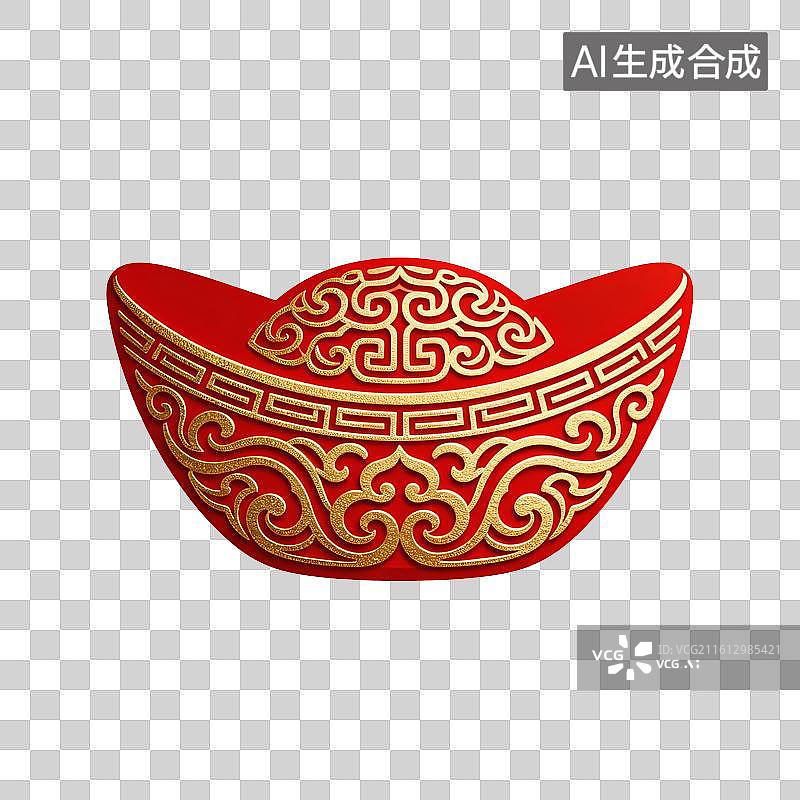 【AI数字艺术】中式喜庆凸印金线图标—元宝图片素材