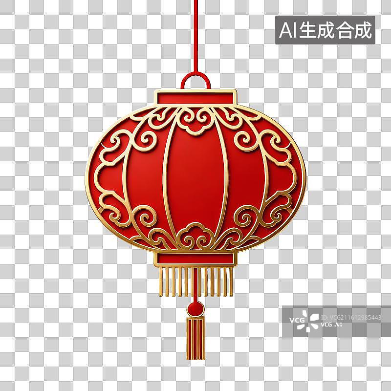 【AI数字艺术】中式喜庆凸印金线图标—灯笼图片素材