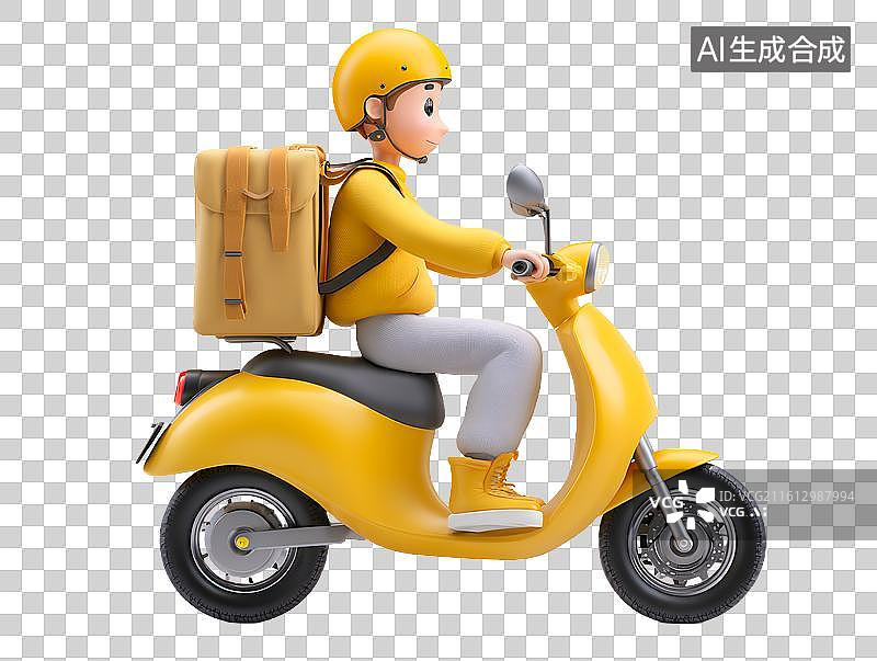 【AI数字艺术】一个男生骑着黄色电动车图片素材