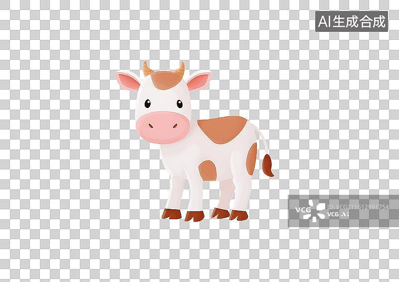 【AI数字艺术】一头卡通小奶牛图片素材