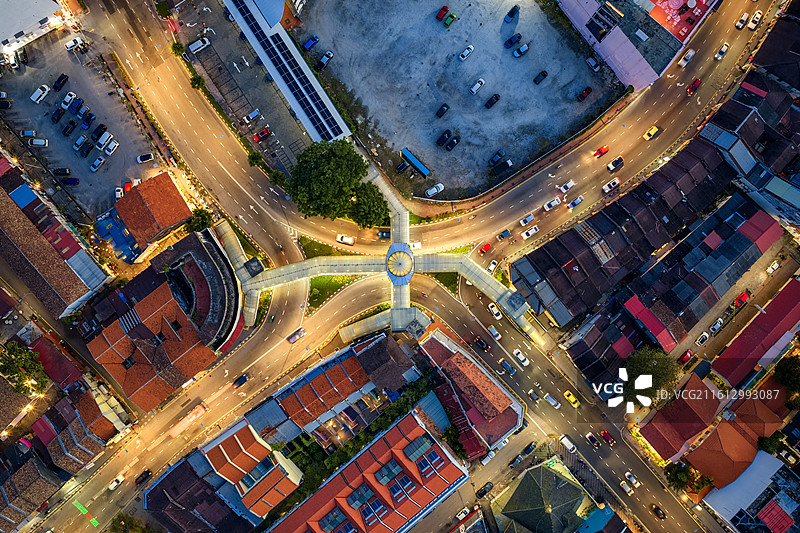 马来西亚槟城城市夜景航拍图片素材