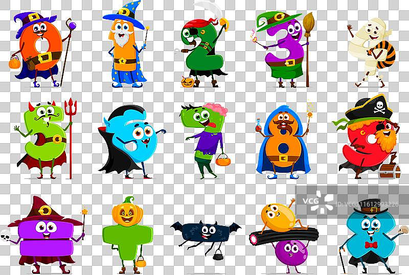 卡通万圣节数字和符号角色图片素材