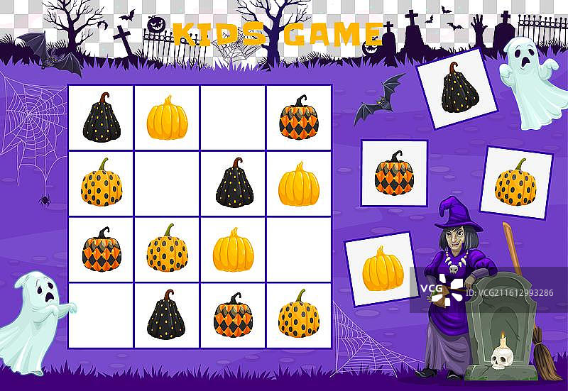 万圣节数独 节日角色与南瓜图片素材