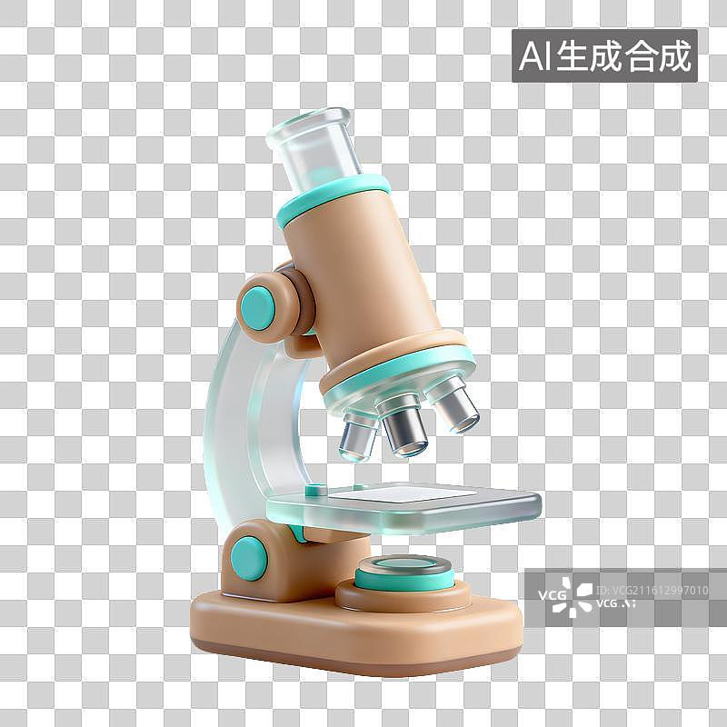 【AI数字艺术】3D磨砂玻璃材质显微镜元素图片素材