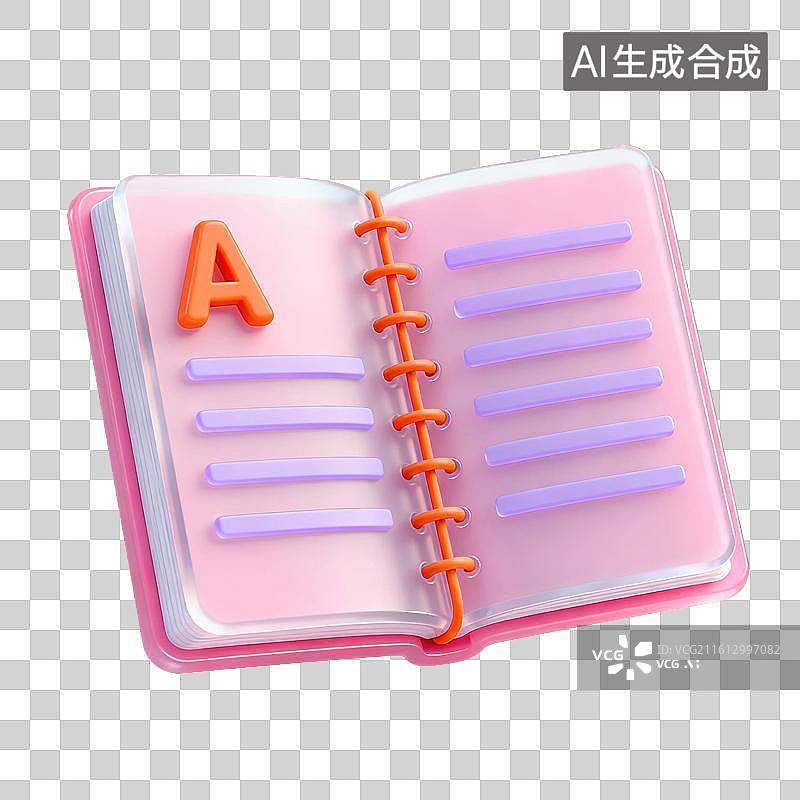 【AI数字艺术】3D磨砂玻璃材质教育主题A级成绩的作业本笔记本元素图片素材