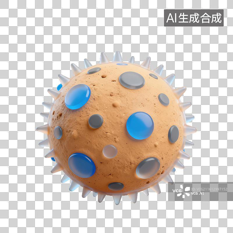【AI数字艺术】3D磨砂玻璃材质教育主题化学课生物课病毒模型元素图片素材