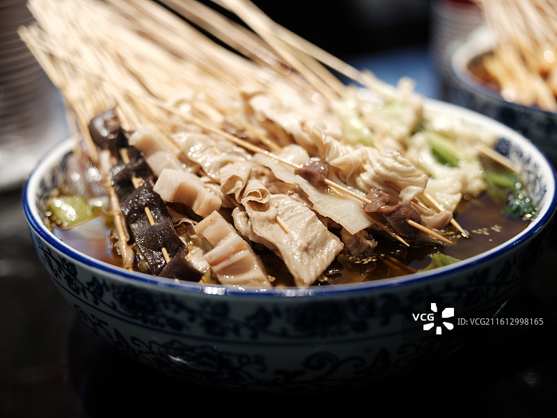 四川特色美食红油钵钵鸡实拍特写图片素材