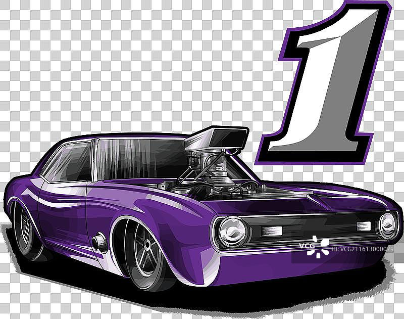 带有黑色条纹的紫色赛车图片素材