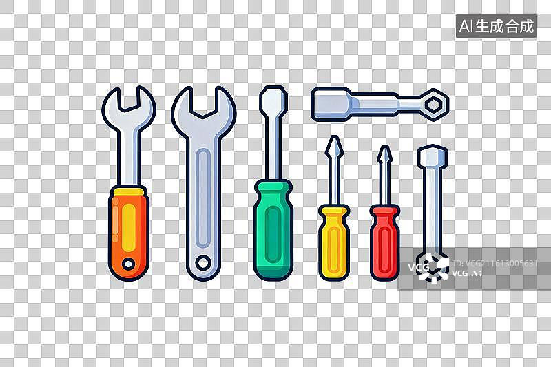【AI数字艺术】卡通风格，各类维修工具PNG格式的免扣元素图片素材