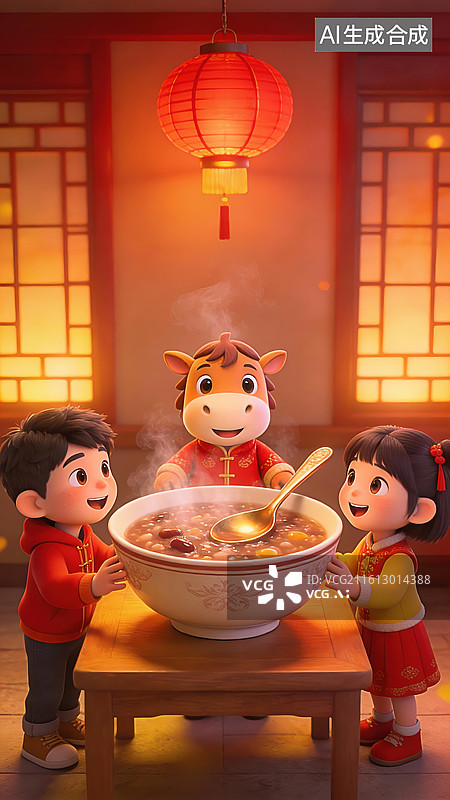 【AI数字艺术】2026马年系列海报背景：腊八瑞马纳祥腊八粥图片素材