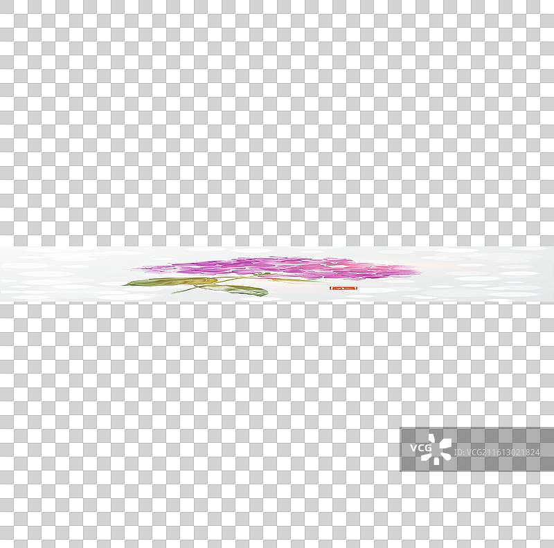 白底粉色绣球花水墨画图片素材