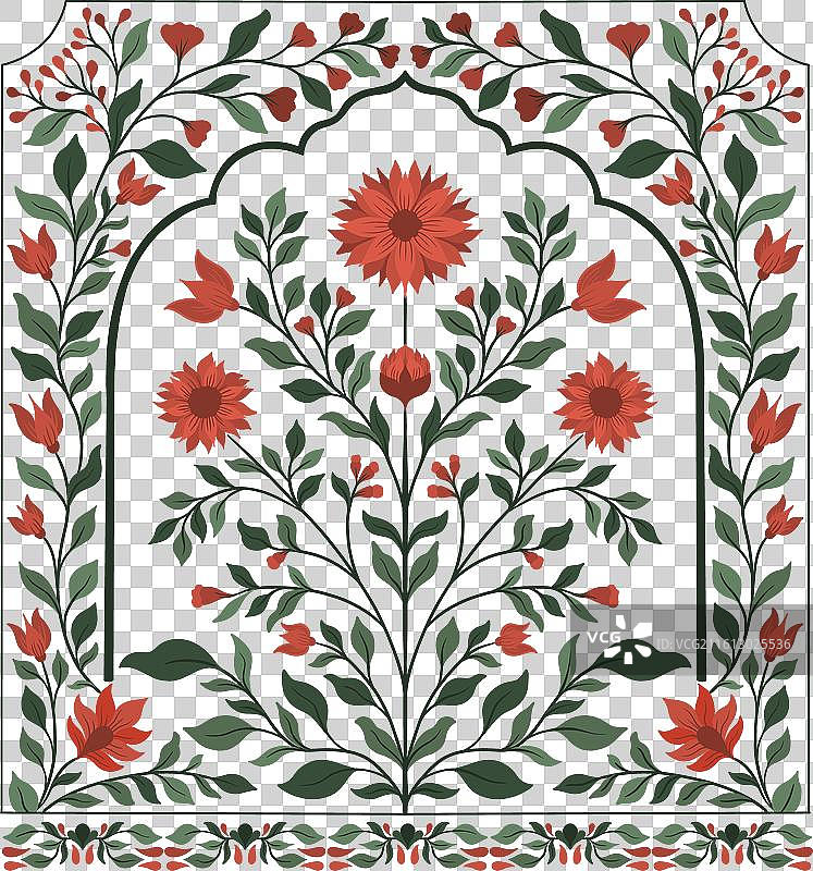 莫卧儿装饰性花卉复古图片素材