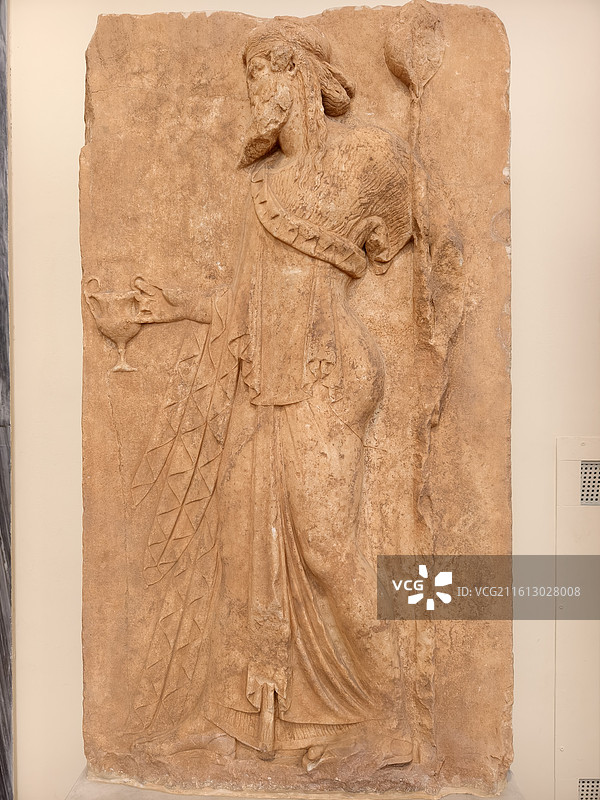 希腊雅典～国立博物馆-奉献浮雕图片素材